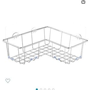 ARCCI Adhesive Corner Holder/Organizer For Tub, Kitchen Basket Storage w/Hooks